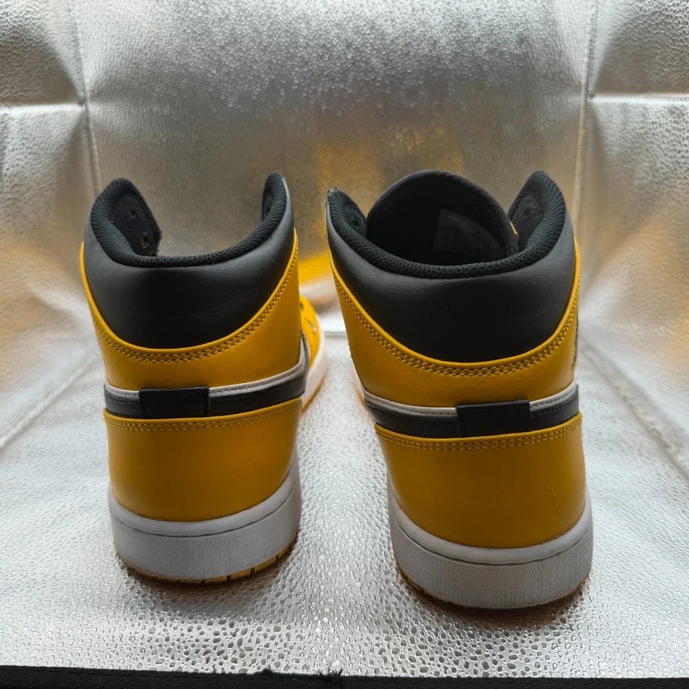 Size‎ 12 Nike Air Jordan 1 Mid Taxi Yellow Black White Mens Sneakers 554724-701